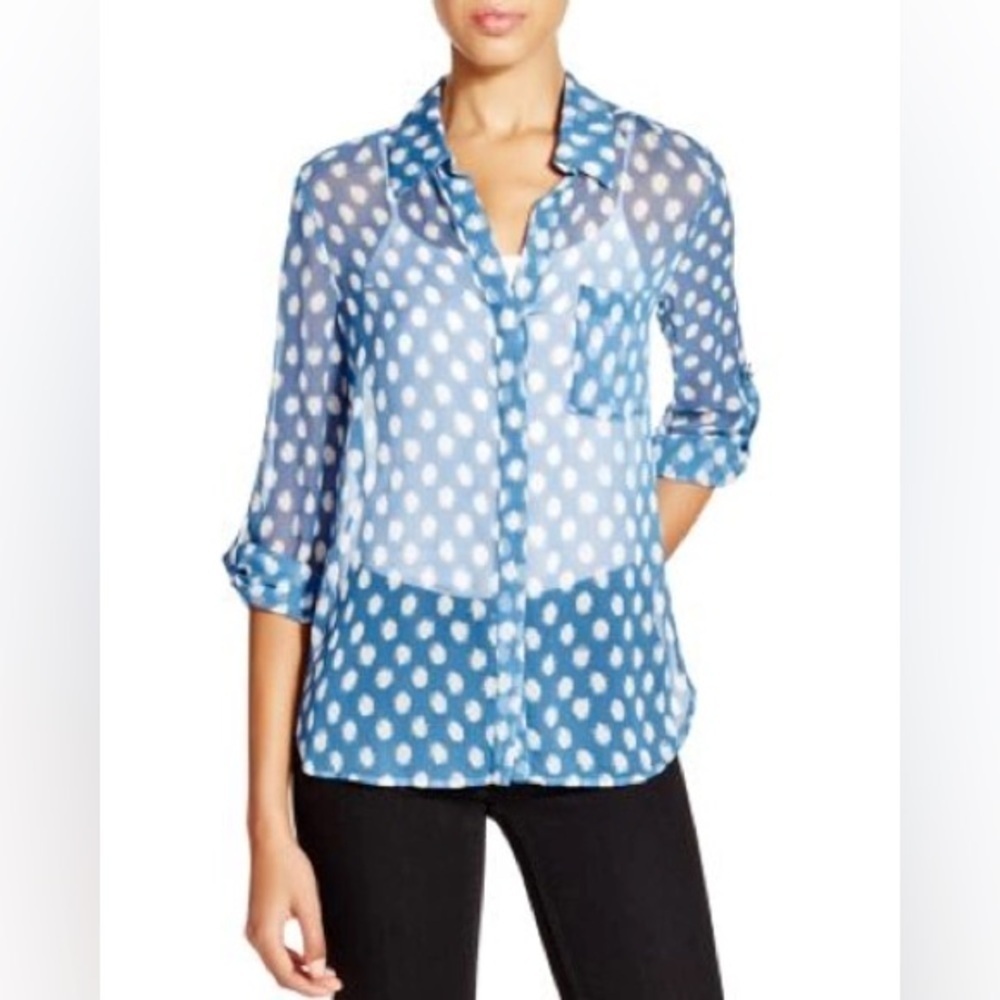 DIANE VON FURSTENBERG Polka Dot Print Silk Blouse In Dotted Batik Size 2